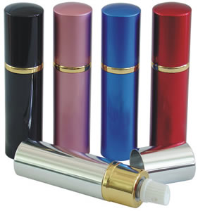 This lipstick pepper spray is a self defense product cleverly disguised in a regular looking lipstick case.